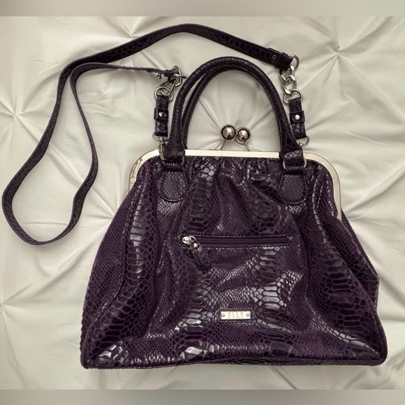Elle Handbags - Elle Crossbody & Shoulder Bag Purple Snakeskin Kiss Lock – Y2K Vintage Style
